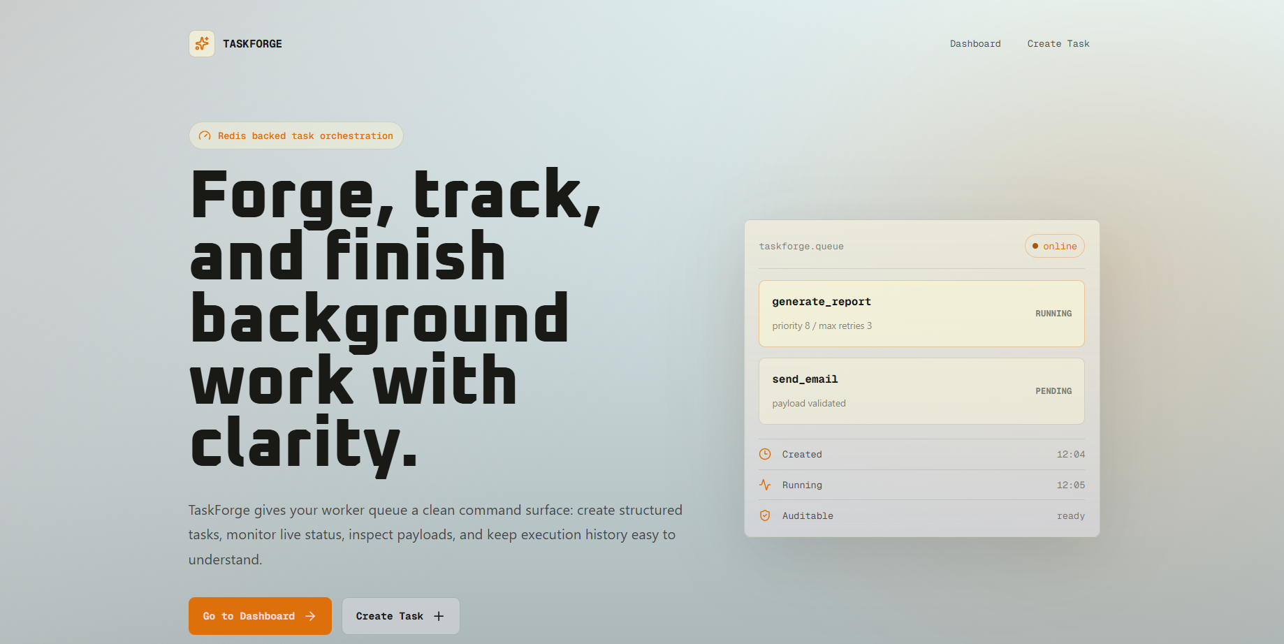 TaskForge dashboard preview